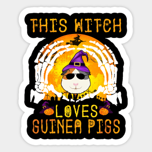This Witch Loves Guinea Pigs Halloween (140) Sticker